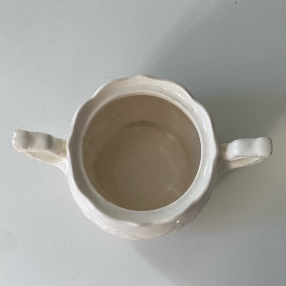 Vintage French white Porcelain Ironstone Sugar Bowl Double Handles Crackle Glaze - Picture 8 of 12